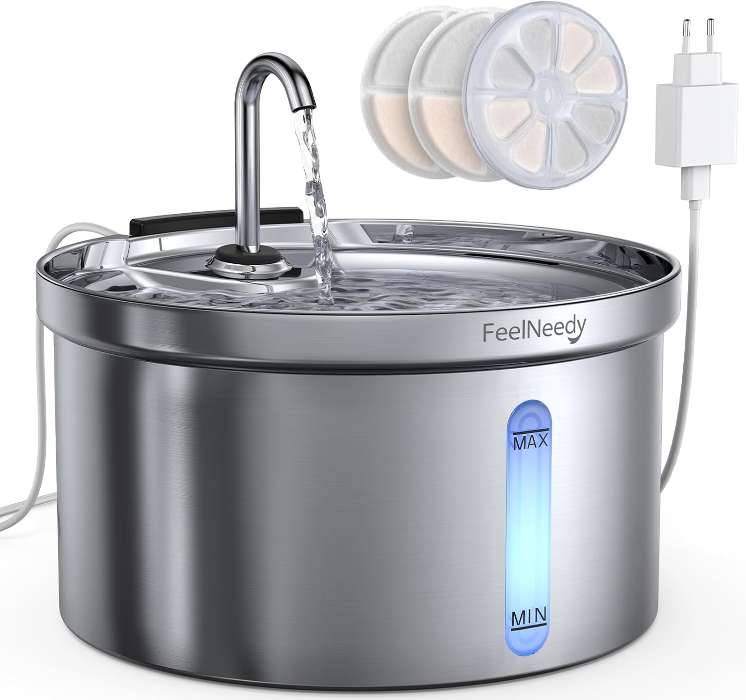 FEELNEEDY Fontaine a Eau pour Chat en Acier Inoxydable 3,5L Fontaine à Eau Avec Robinet po