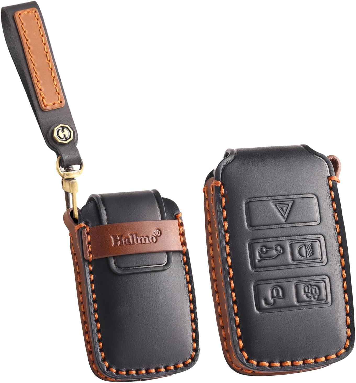 ontto Leather Key Fob Cover Fit for Range Rover 2020-up Key Remote,with Customized Keychain Leather Key chain Personalized Keychains with Name Number Text Tag