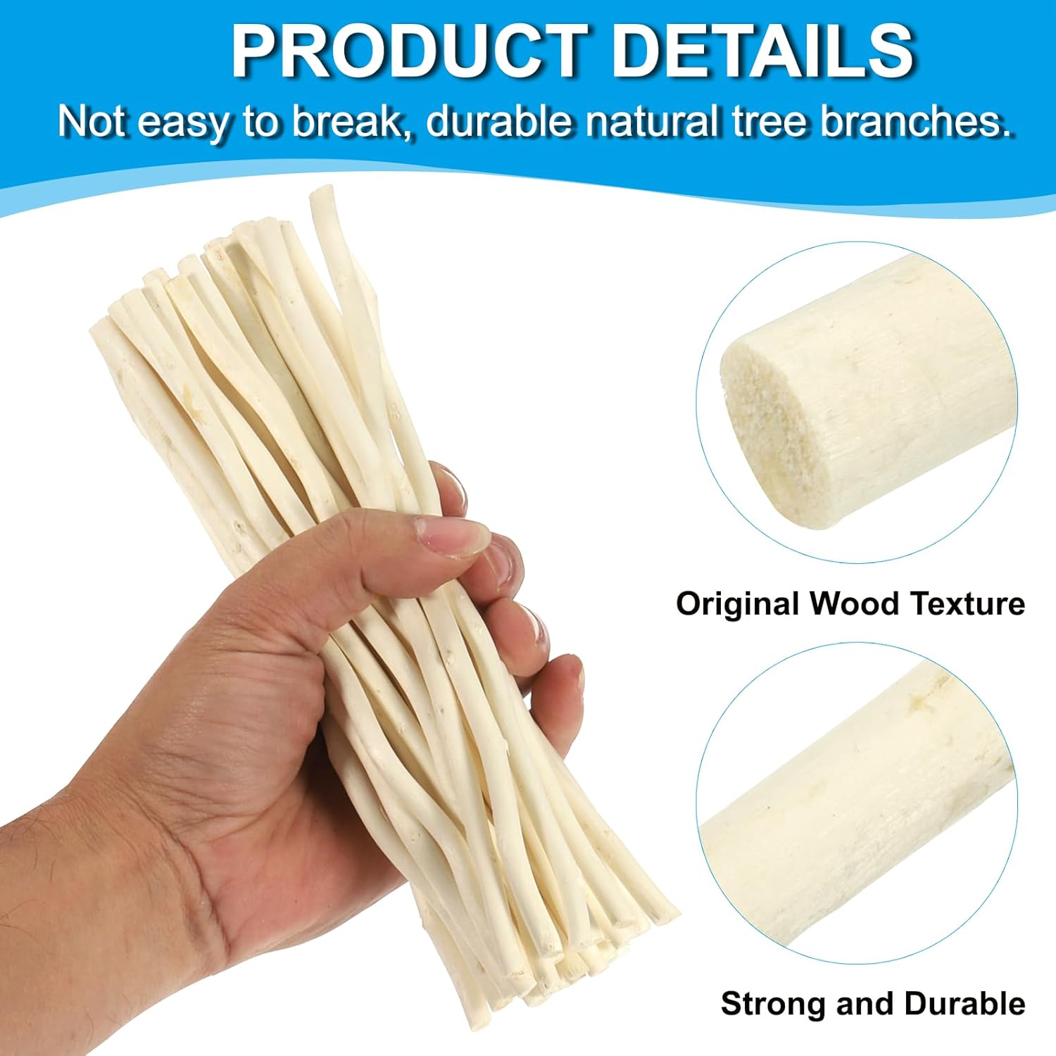 PATIKIL 60 Pcs / 30cm Wood Log Sticks, 0.2-0.5inch in Diameter Natural Driftwood for Crafts Wooden Craft Sticks for DIY Crafting Photo Props Driftwood Decor, White