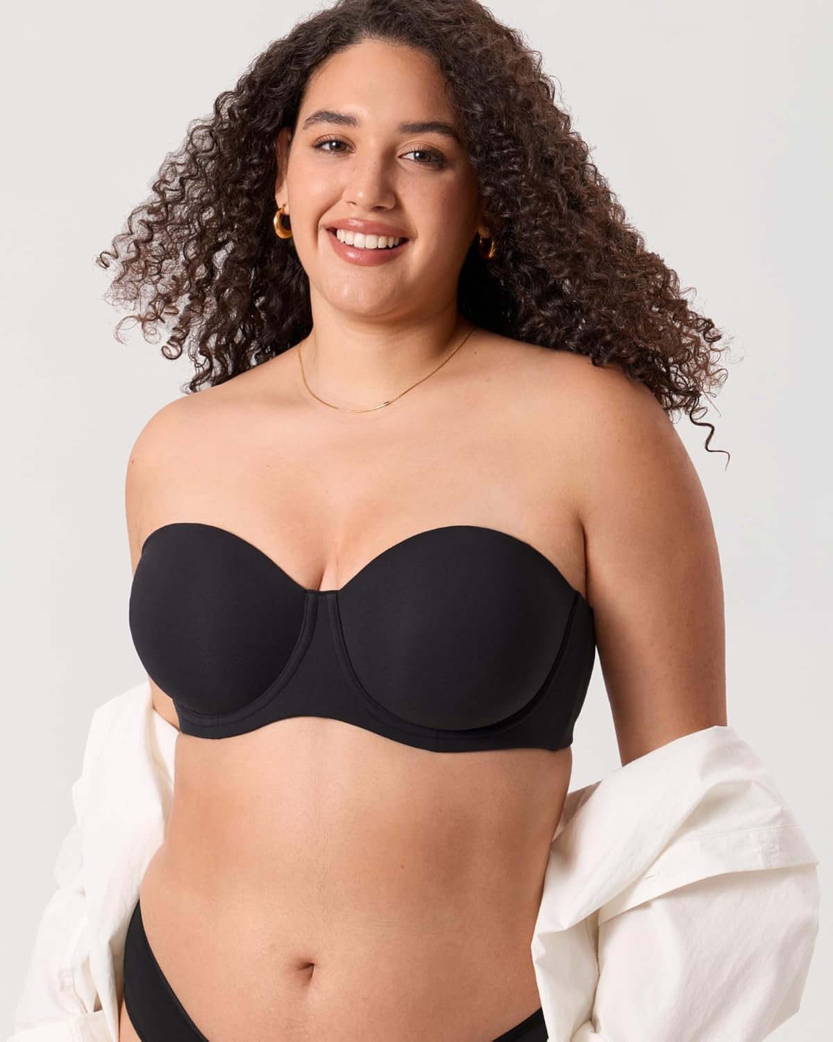 DELIMIRA Women's Inbarely Lift Strapless Bra Plus Size Full Coverage Unlined Underwire Seamless Bras - Image 3