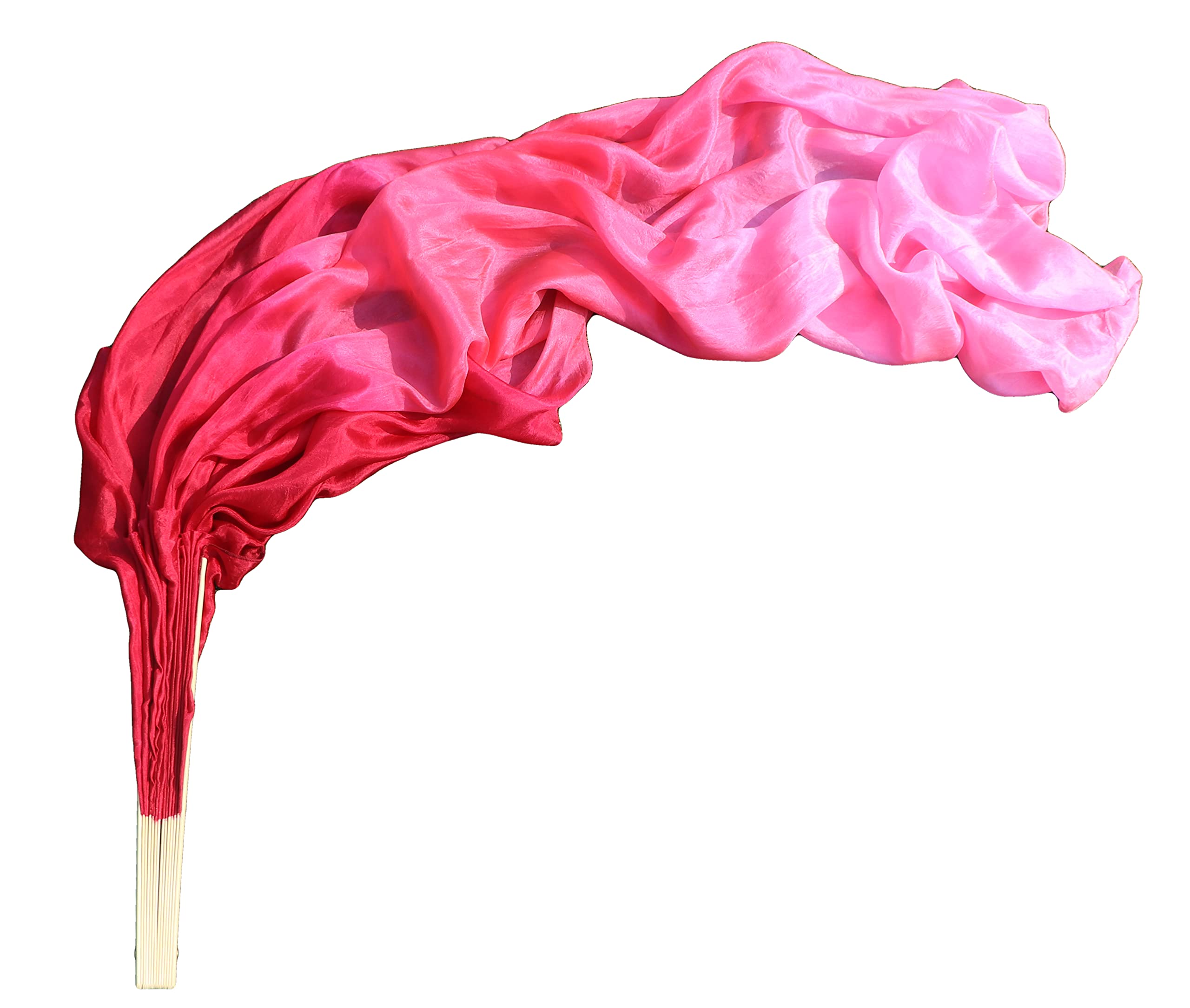 Winged Sirenny Pair Spinning Silk Fan Veils with Poi Strings,150cm (59") Fan Pois for Belly Dance, Flow Arts & Performance, with Adjustable Bamboo Handles & Carry Bag (burgundy fading) — image 1