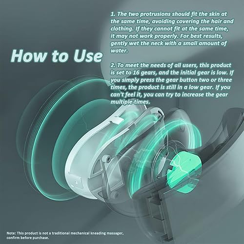 Miniatura 6 de FUTURAX PulseX Masajeador de cuello, con calor y 16 niveles de intensidad, ergonómico para relajación muscular, dispositivo para el hogar, oficina,