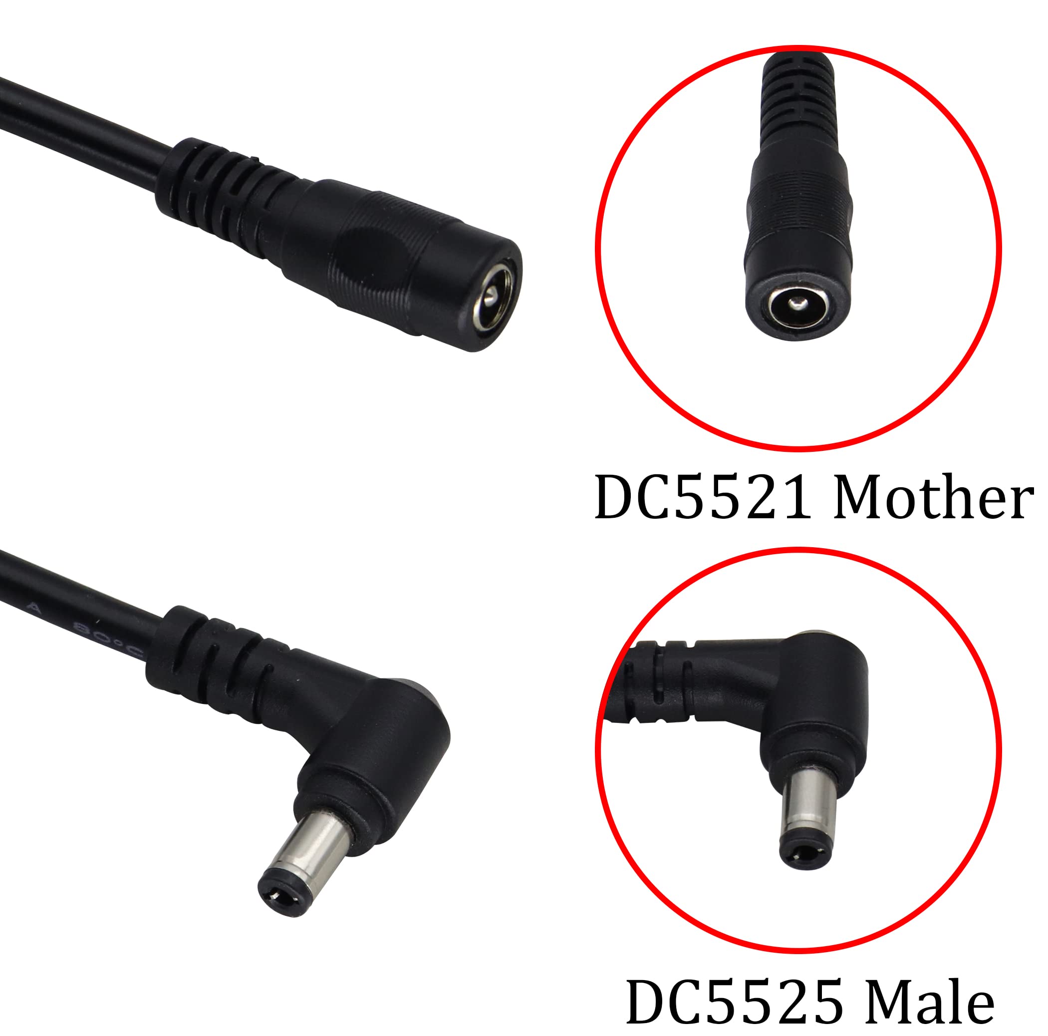 Amazon.com : HCFeng DC5.5X 2.1mm Female to DC 5.5X 2.5mm Male