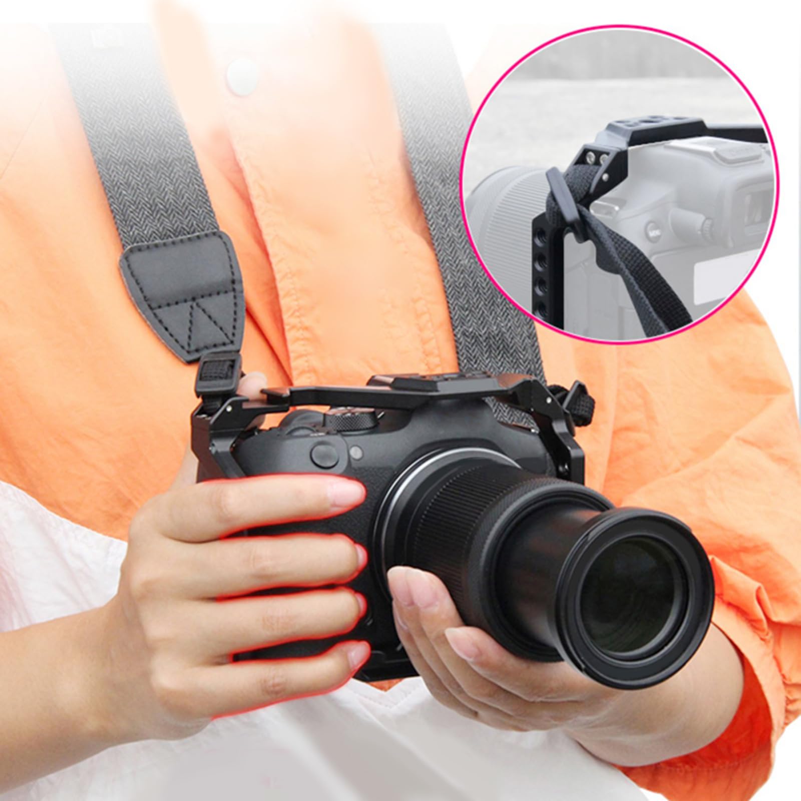 Jaula para cámara réflex digital Moiunt con agujeros roscados de 1/4 y 3/8 más ranuras de zapata fría para flexibilidad de accesorios, jaula de aluminio