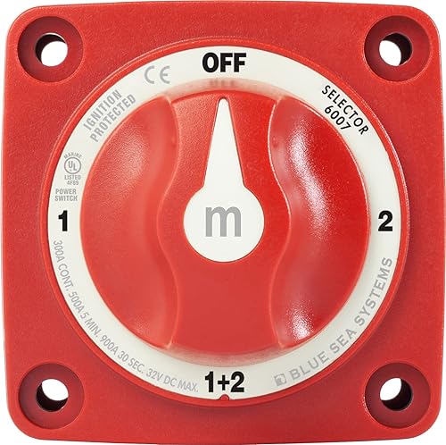 Miniatura 3 de Blue Sea Systems 19,708.0 ft-Series Selector de interruptor de batería 4 posiciones, rojo