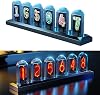 LED Nixie Clock Nixie Tube Clock with 2 Time Modes Nixie Tube Clock IPS Colour Screen Digital Clock Tubes Clock for Home Bedroom Desk Decoration