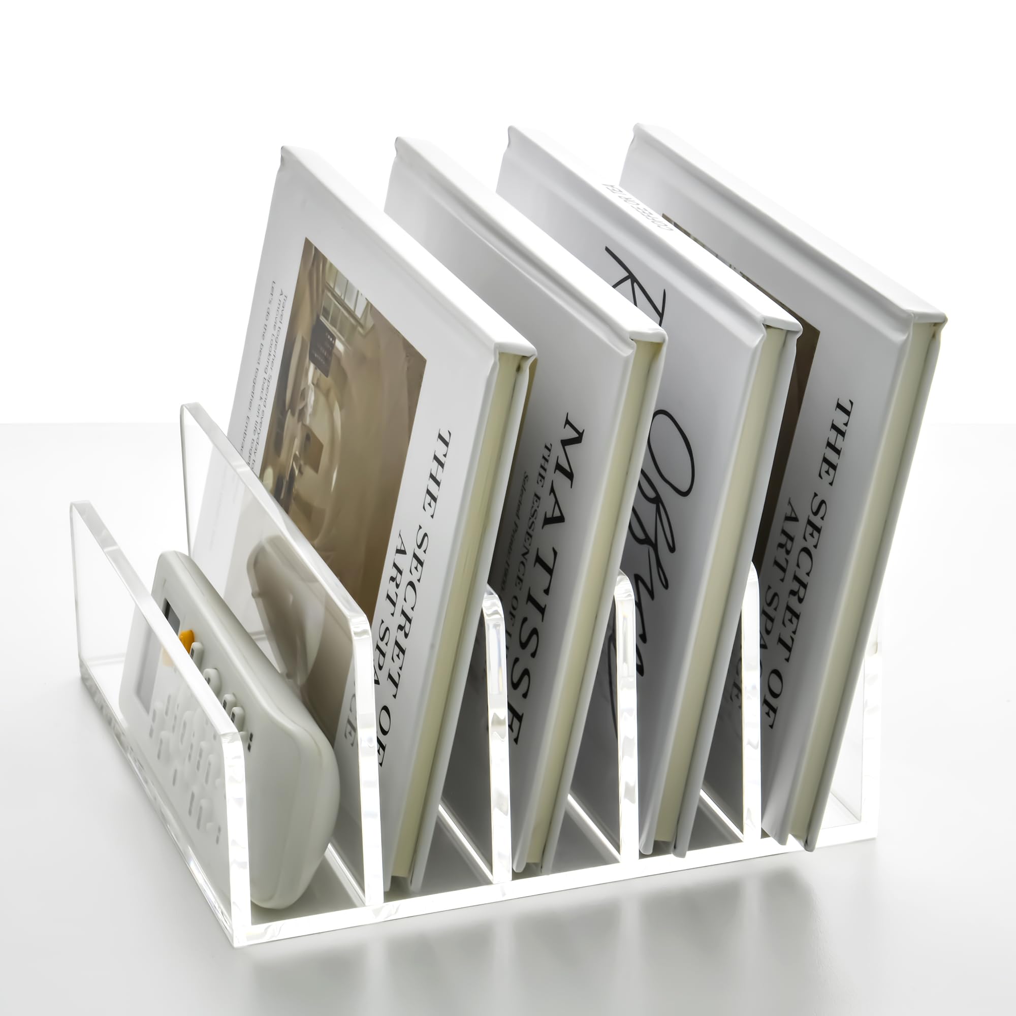 Porta lettere in acrilico - 5 scomparti, trasparente e facile da pulire, organizer da scrivania/sistema di archiviazione per ufficio, famiglia, home office, scuola, A: 17,5 x 17 x 8 cm