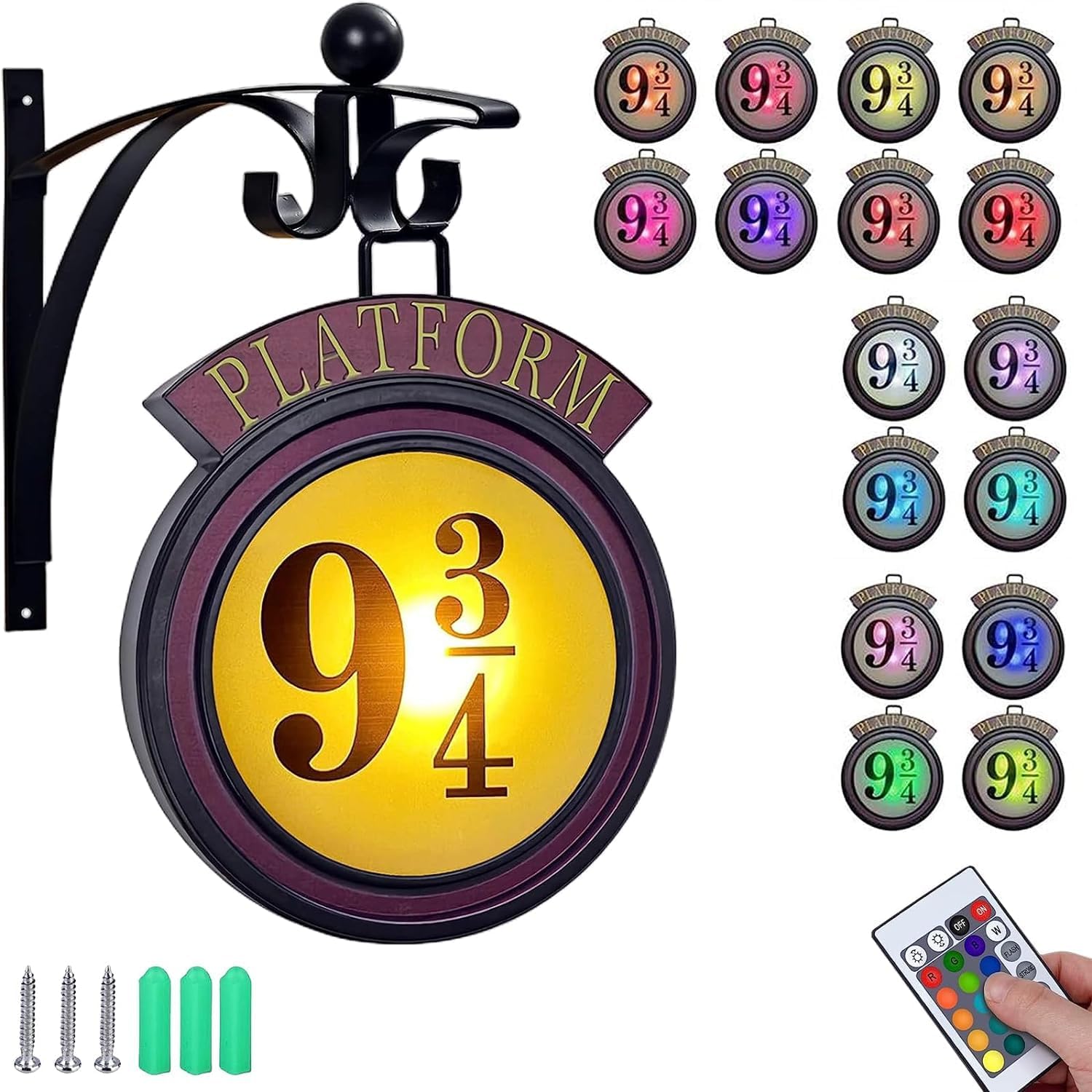 Movie Character Wall Mounted Night Lights, Ha-rry Hanging Wall Night Light, 9 3/4 Night Light, Equipped with Remote Control to Control Color, Children's Wall Mounted Nig-ht Lig-ht