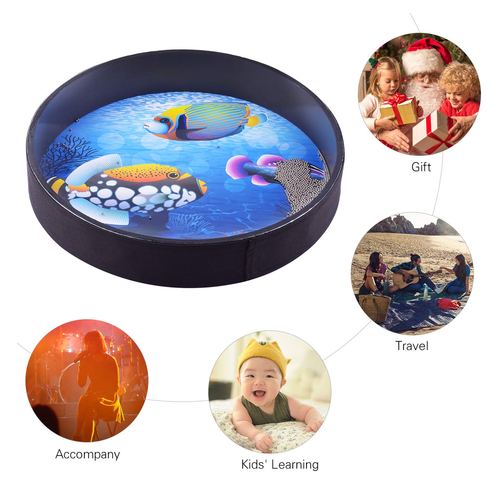 Strumento a percussione palmare in legno Ocean Drum con suono delicato del mare per regalo musicale