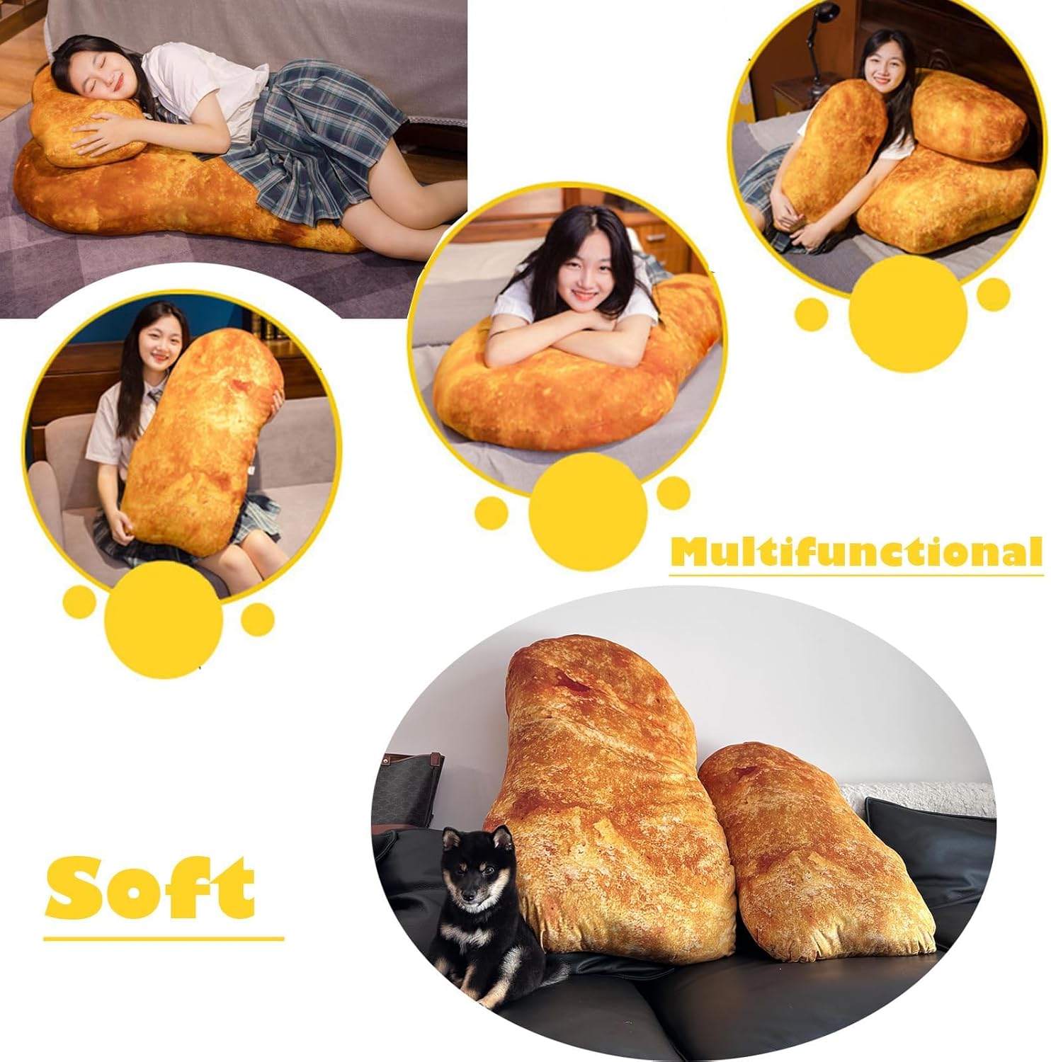 Simulation Chicken Plush Pillow, Chicken Stuffed Food Plush Pillow, Home Sofa Decoration, Birthday Christmas Funny Gift for Kids Adults (23inch)
