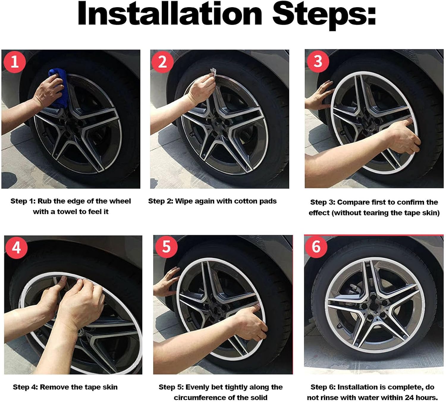 Wheel Rim Protector Ring, 4Pcs ABS Rim Guard Car Tire Trim Rings for 16 Inch Wheels with 360 Degree Protection Easy Installation Universal Fit for Flat Edge Rims (White)