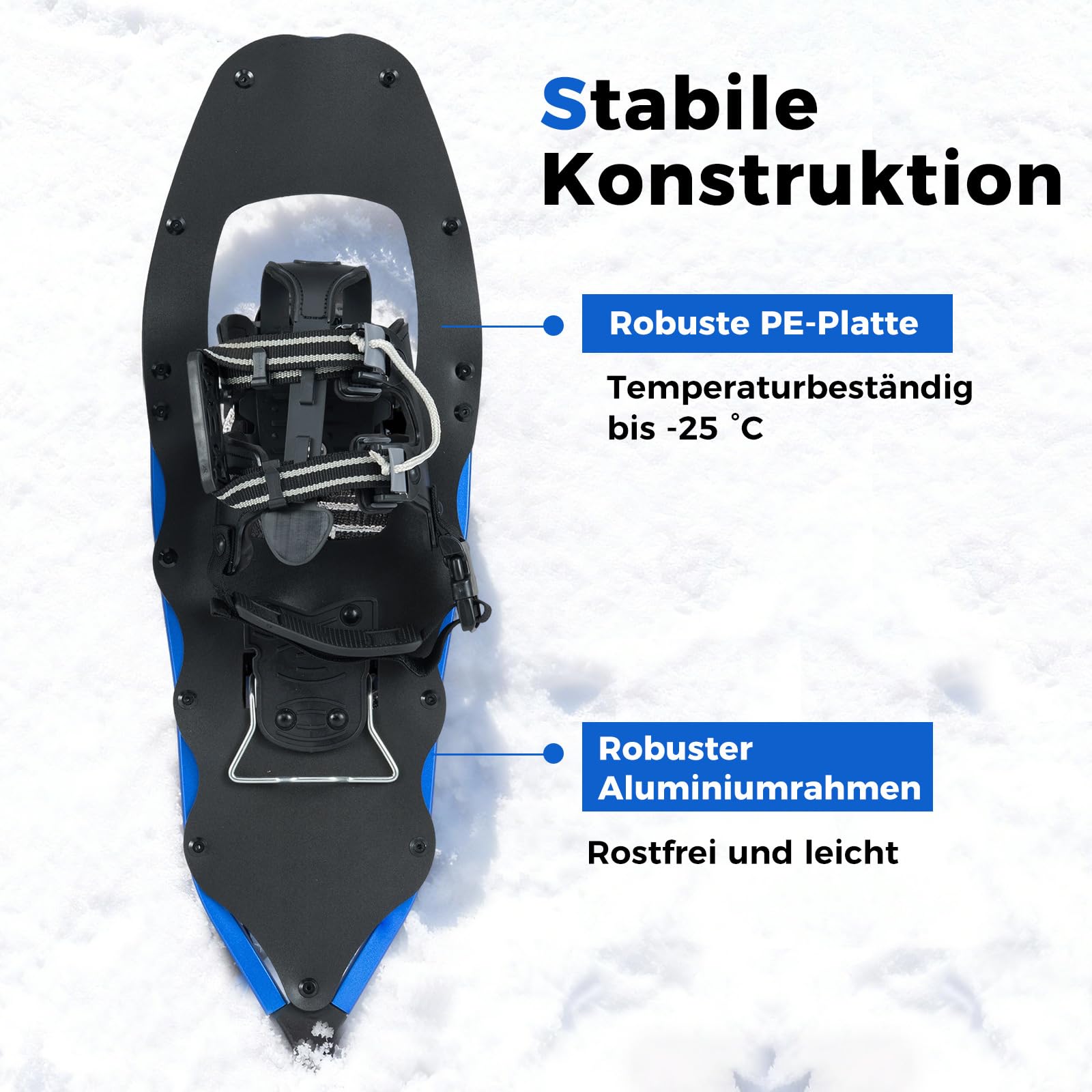 COSTWAY Schneeschuhe mit Steighilfe, Schuhgröße 35-45 bis 68/90kg, leichtes Schneeschuh-Set aus Alu mit Trekkingstöcke & Tragetasche für Herren, Damen & Jugendliche