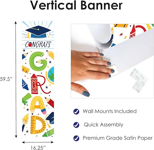 Miniatura 3 de Big Dot of Happiness Decoración de puerta de fiesta de graduación elemental - Banner vertical