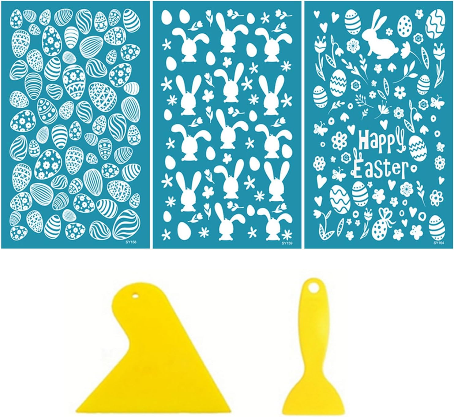 Msioytog 5pcs Silk Screen Stencil for Clay Silkscreen Print for Printing Jewelry Earrings Easter Decoration Clay Earring Set
