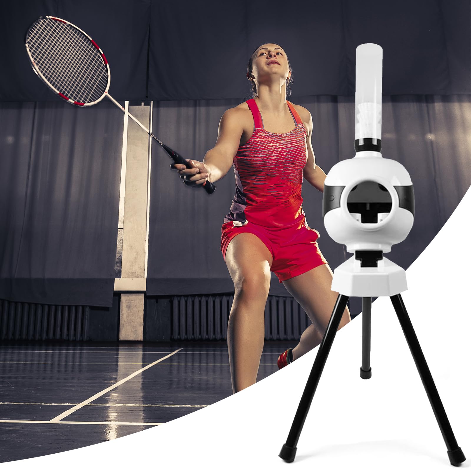 Macchina per Servire Badminton, Macchina per Allenamento per Badminton Macchina per Servire Volano mit 6 Badminton Macchina per Palline da Badminton per Allenamento Solista, Capacità di 20 Palline