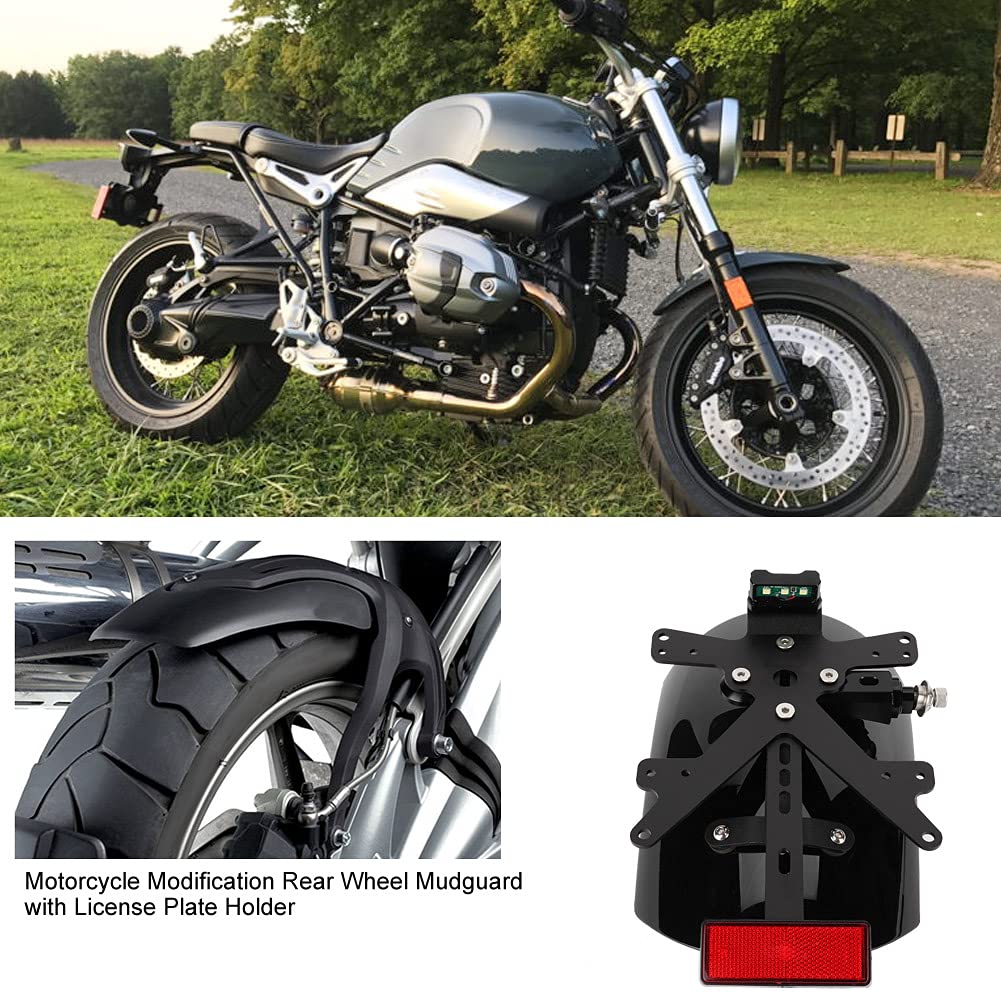Parafango Posteriore Universale per Moto con Porta Targa Integrato - Protezione Antispruzzo in Lega di Alluminio