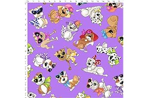 Tossed Go Doggies Purple Summer Fabric by the Yard