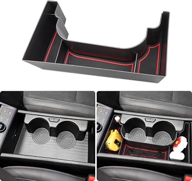 MARCHFA Center Console Organizer Tray for 2024 2025 2026 Hyundai Kona Accessories Armrest Box Tray Organizer for Kona 2024 Insert Secondary Storage Box Red Only fit Electronic Transmission