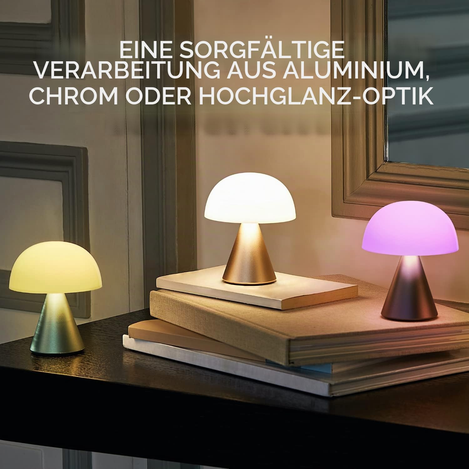 Lexon MINA M Wiederaufladbare kabellose LED-Tischlampe, für Nachttisch oder Schreibtisch, mit Dimmer, bis zu 12 Stunden Akkulaufzeit - Dunkelrot