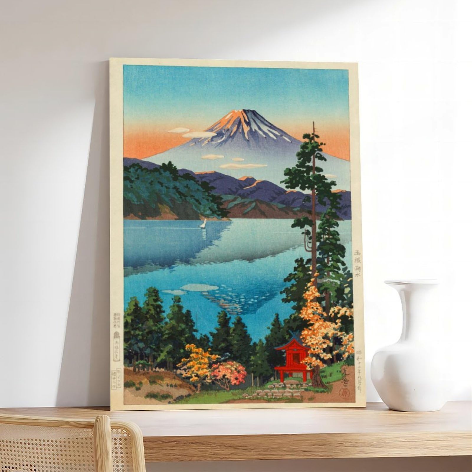 Zensetu Temple Kawase Hasui Ukiyo-e Poster su tela per camera da letto, decorazione artistica da parete per ufficio, camera da letto, decorazione estetica regalo, cornice regalo, 30 x 45 cm
