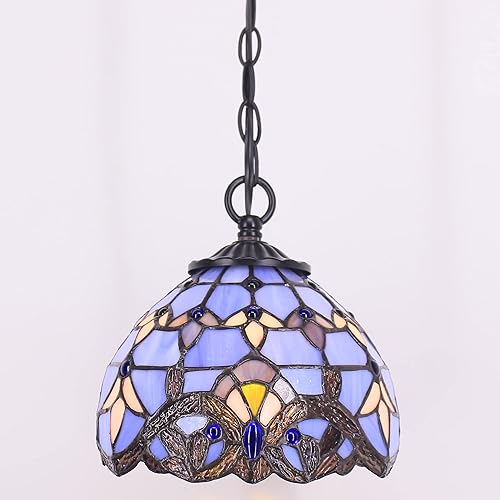 Miniatura 4 de Lámpara colgante pequeña Tiffany con vitrales enchufables, de 8 pulgadas, altura ajustable, lámpara colgante para el hogar, cocina, isla, comedor,