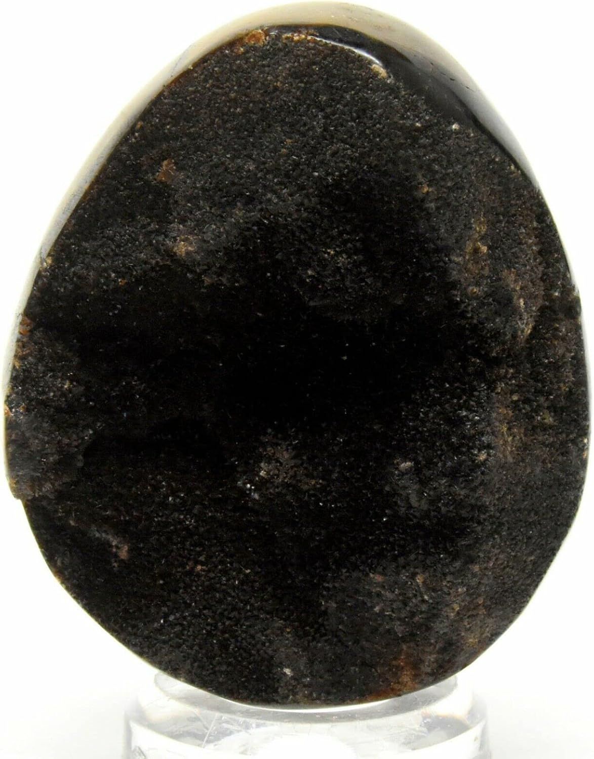 96mm Septarian Dragon Stone Egg UV Reactive Natural Druzy Mineral Cluster Aragonite Calcite Crystal Polished Stone Egg - Madagascar + Stand