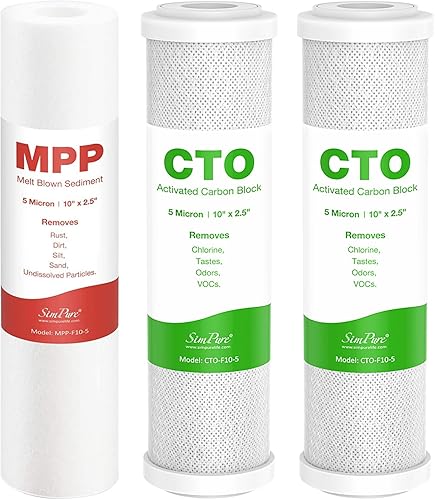 SimPure Juego de repuesto de filtro de agua de ósmosis inversa de 1 a 3 etapas, compatible con APEC Essence & Ultimate Series, prefiltro para
