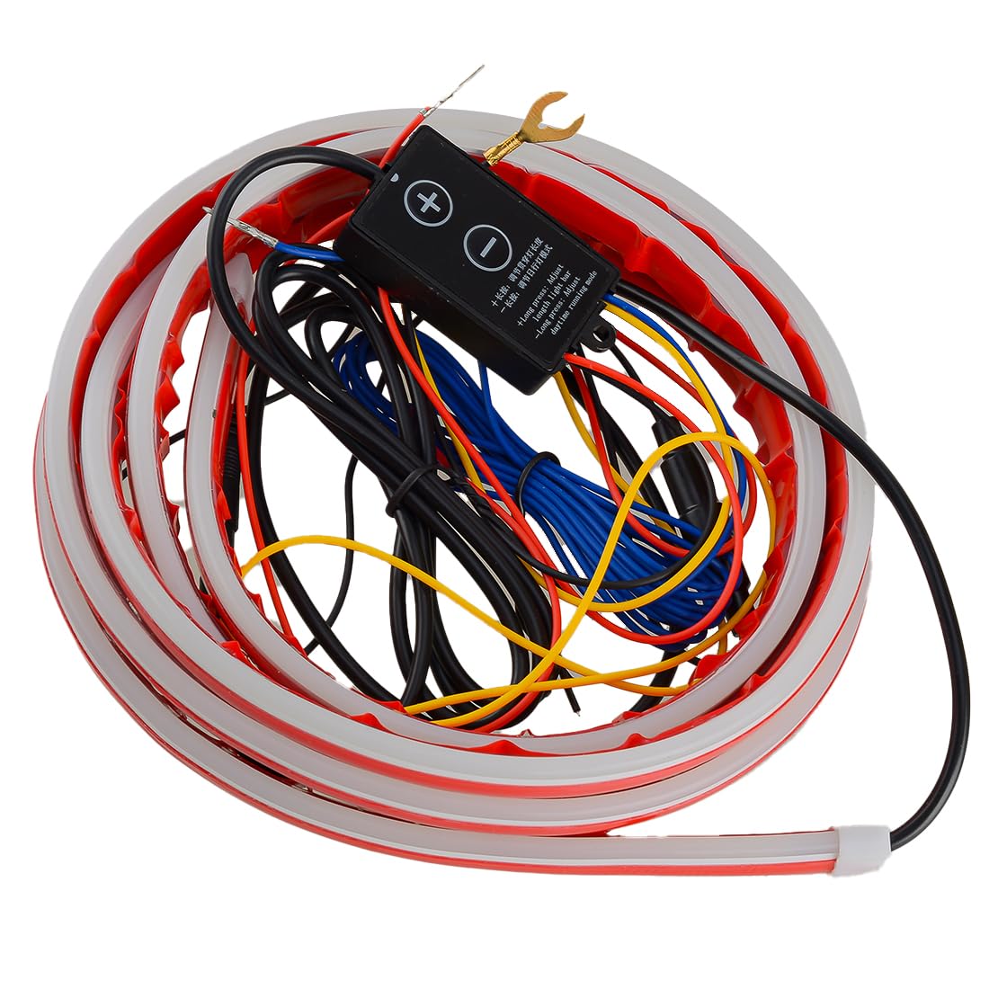 beler 2M Car Start Dynamic Flowing White & Yellow LED Hood Light Strip Daytime Running Light Turn Signal Lamp