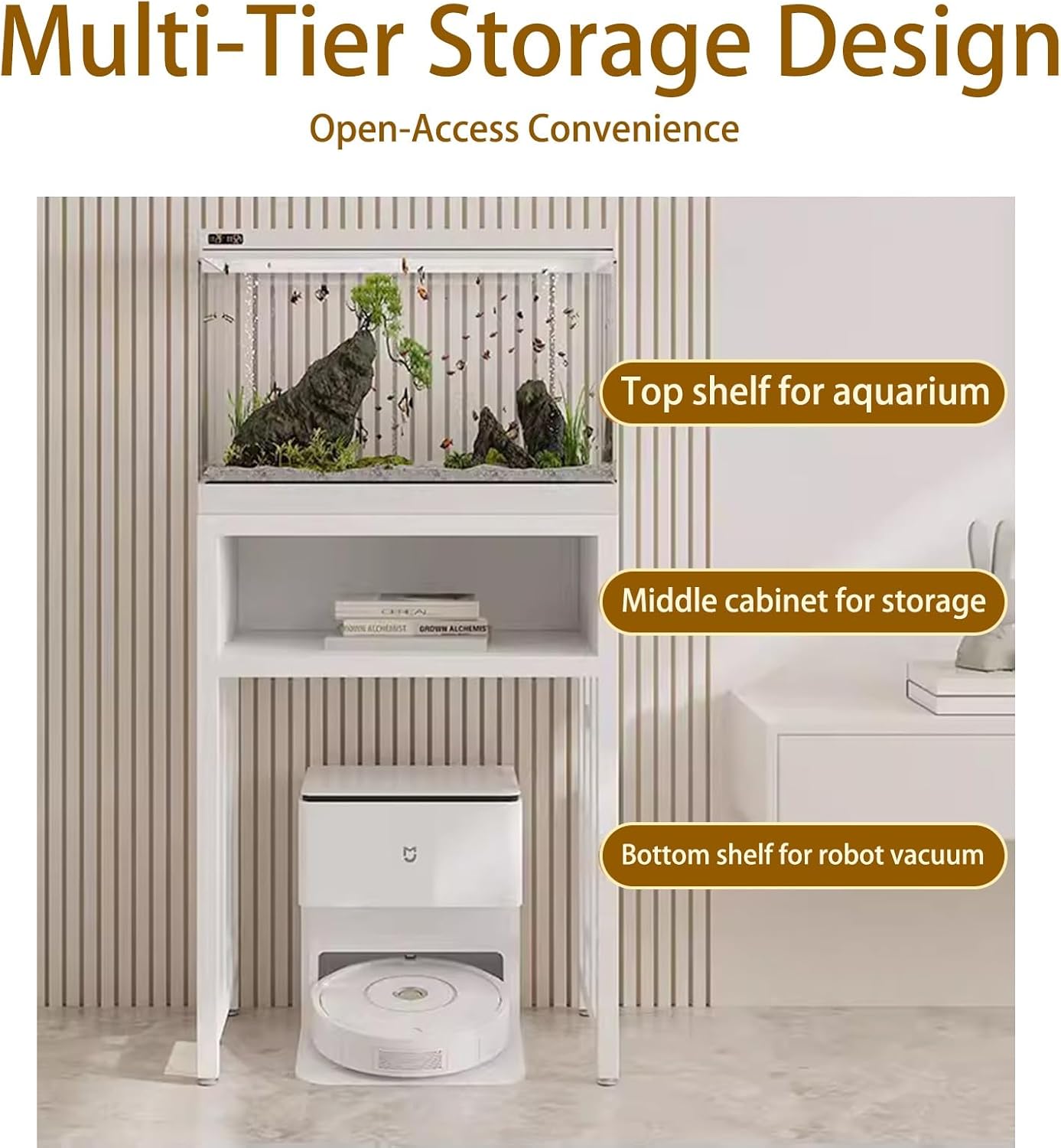 Aquarium Stand Cabinet, Heavy-Duty Multi-Tiered Base for Living Room and Balcony