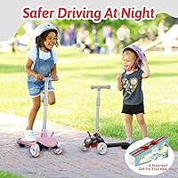 Vista 3 de Electric Scooter for Kids Ages 3-8, 3 Wheel Kids Electric Scooter with LED Light-up Wheels, 3 Height Adjustable, C-Shaped Handle, Lean-to Steer