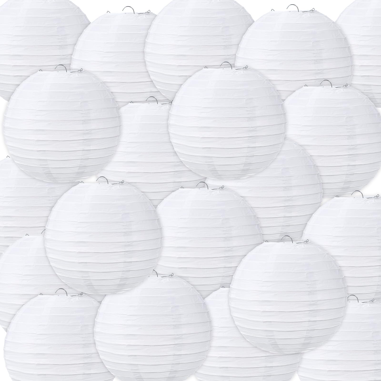 Treela 48 Pack White Chinese Japanese Paper Lanterns