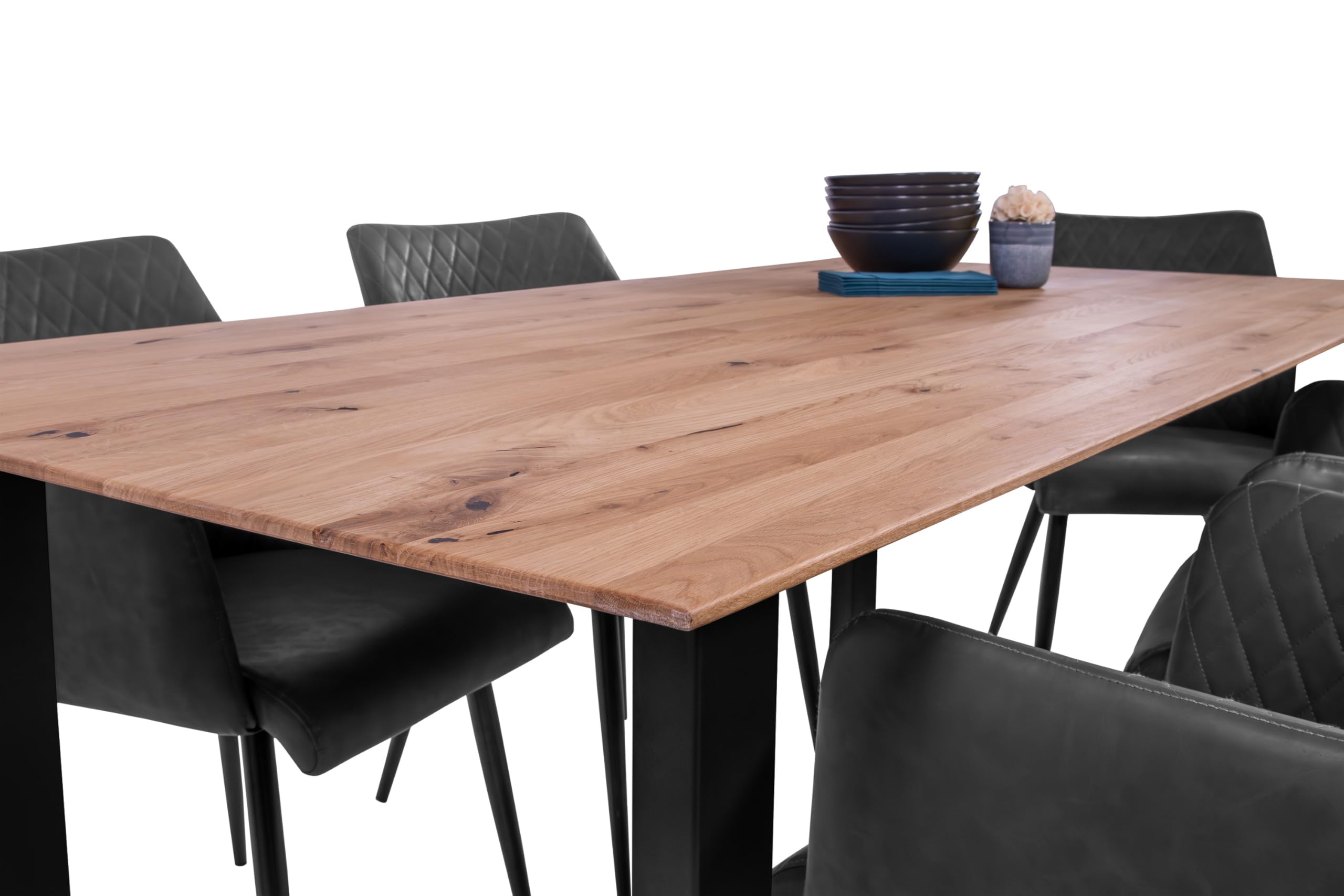 SAM Esstisch Lotte 180x90 cm Eiche Schweizer Kante U-Gestell schwarz