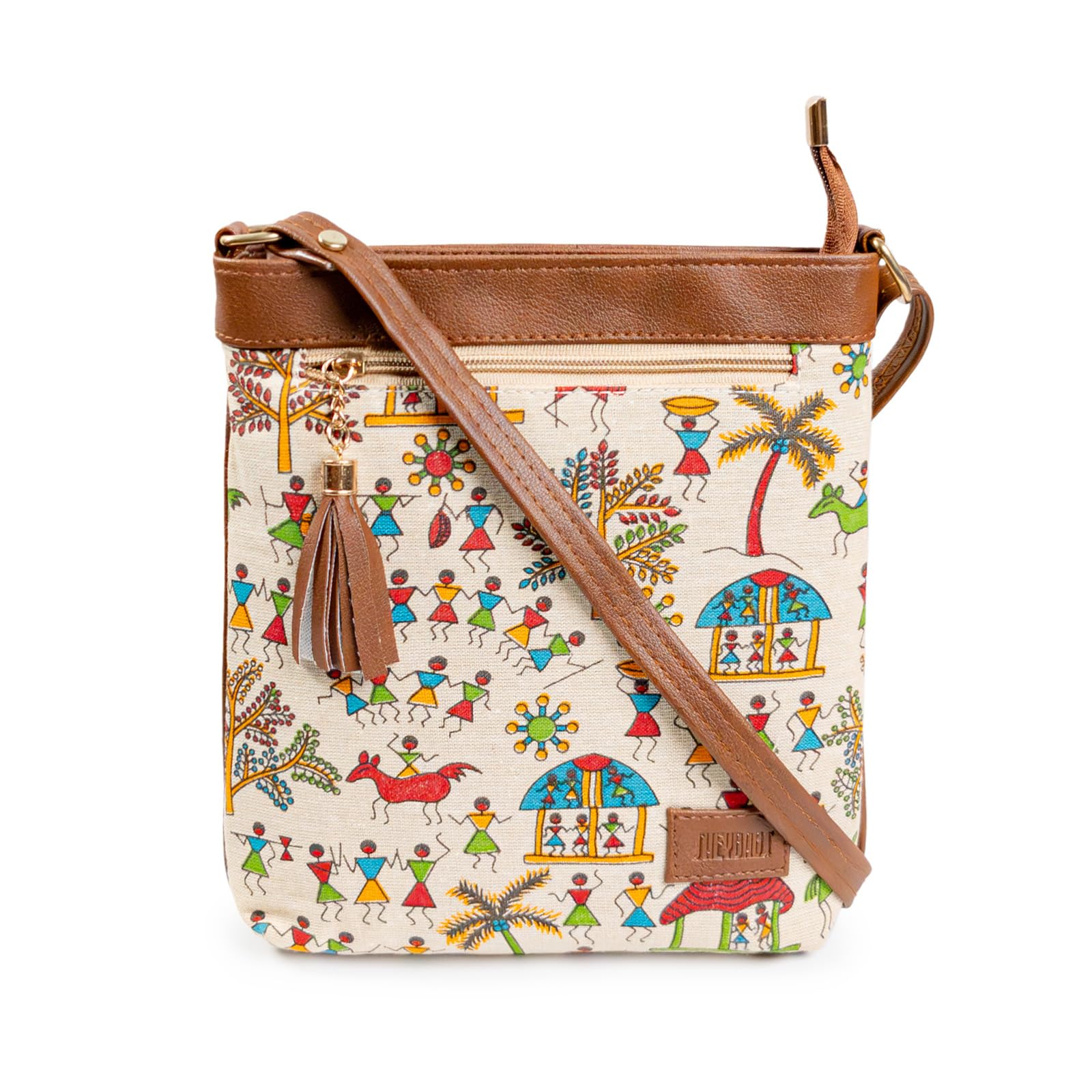 SHEYBAGS Womens Traditional Cloth Crossbody Sling Bag - Canvas Fabric, Artful Warli Print (B0BR3T126F) Amazon Price History, Amazon Price Tracker