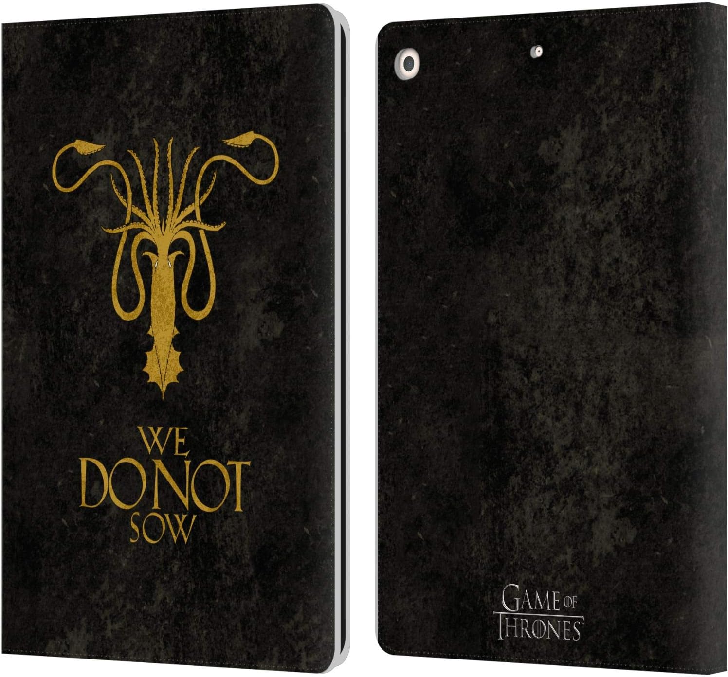 Head Case Designs Officially Licensed HBO Game of Thrones Greyjoy Dark Distressed Look Sigils Leather Wallet Case Compatible with Apple iPad 10.2 2019/2020/2021