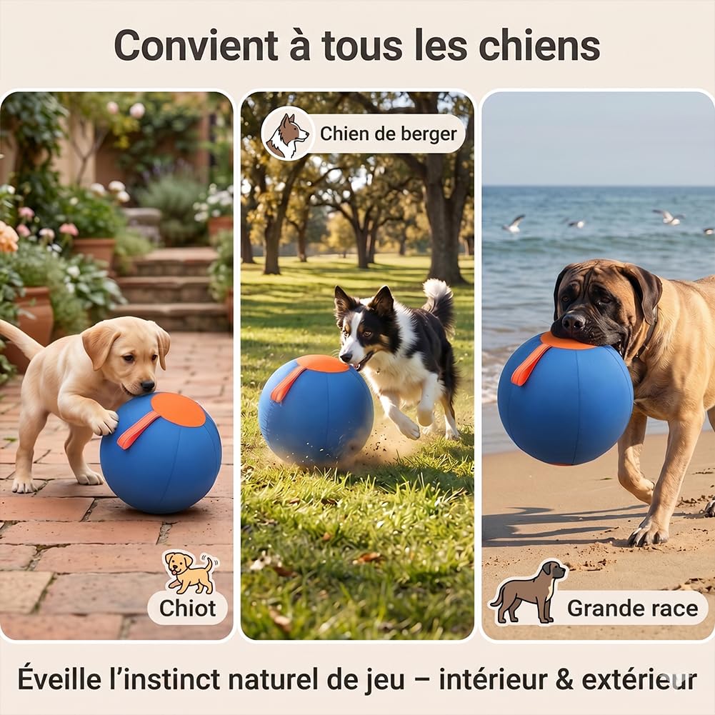 45/55/65 Cm Balle De Troupeau pour Chien | Ballon Géant Gonflable | Ultra Résistant aux Griffes et Mordillements | Poignée de Transport Intégrée | Idéal pour Jeux Interactifs (S:45CM)