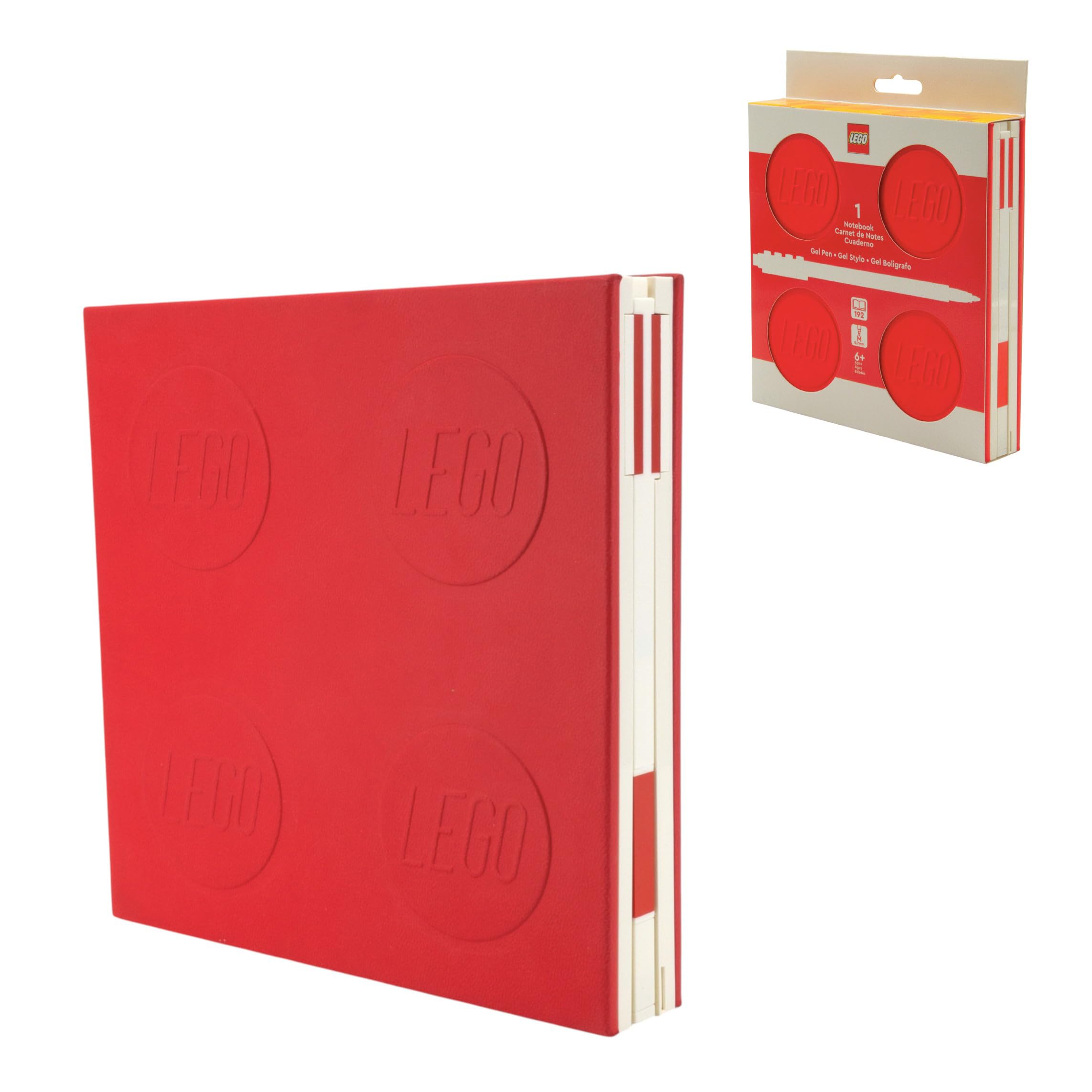 IQ LEGO Notebook with Lock & Gel Pen (Red) - 192 Page Lined Notebook in LEGO Design - Includes Gel Pen with 0.7mm Lead - Officially Licensed Product - Gift Idea for Children and Fans