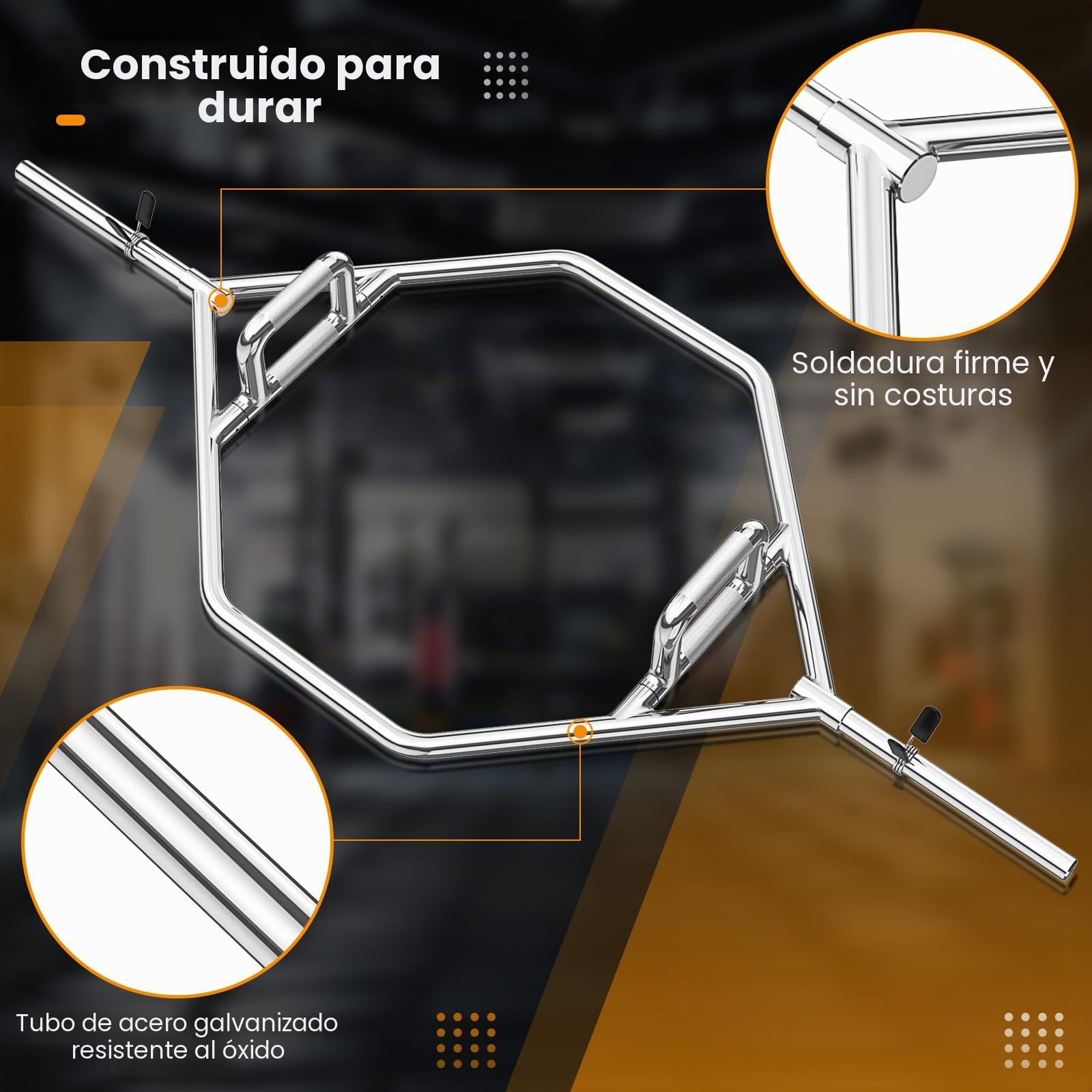 FANTASK Barra de 3 piezas, barra hexagonal de 25 mm, soporta hasta 226 kg, soporta 2 cierres de muelle, barra hexagonal para sentadillas, peso muerto, elevación de hombros, plata