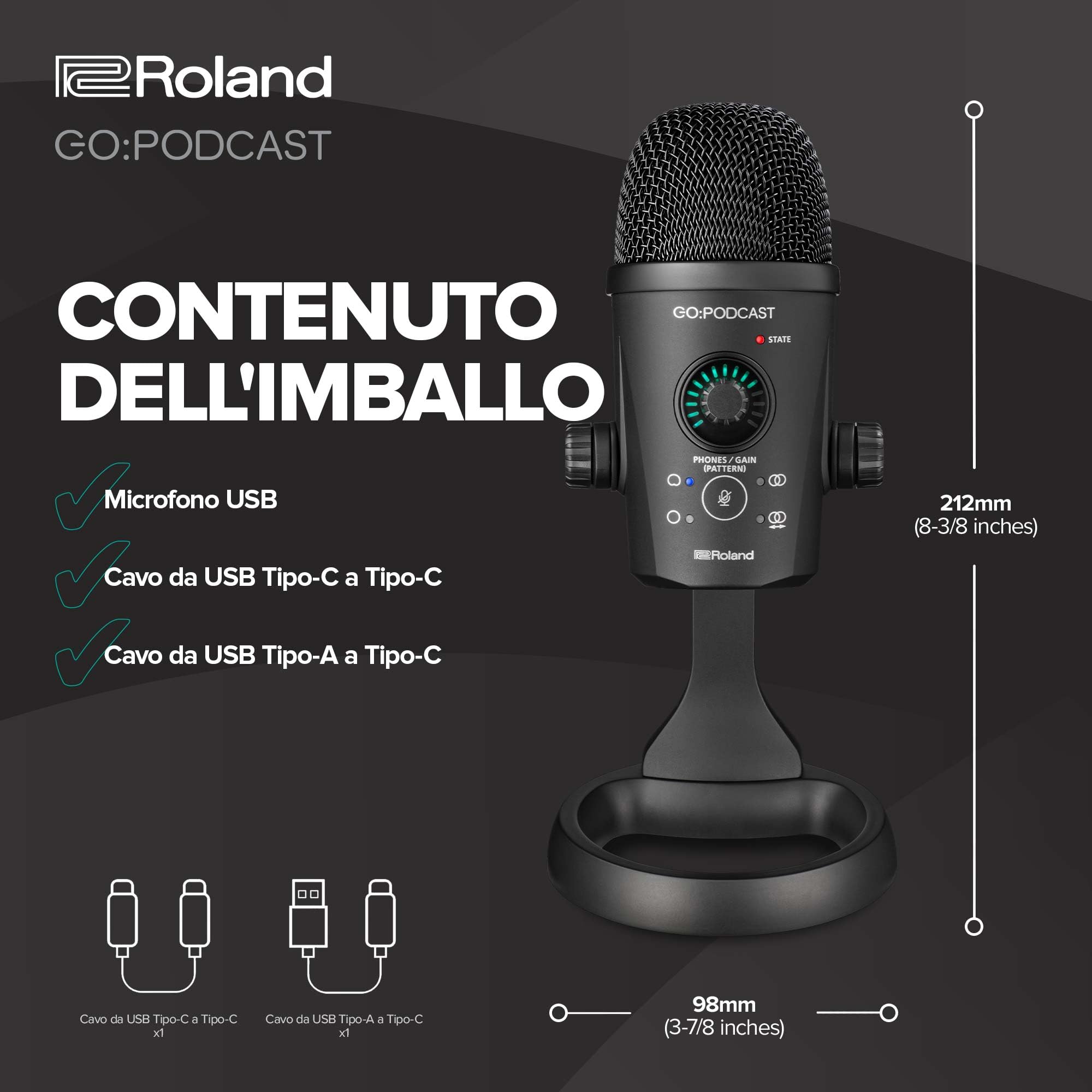 Roland GO:PODCAST Video Podcasting Studio per Smartphone | Sistema per il Livestreaming, Facile da Usare, per Podcaster, Vlogger e Altro | Video App Intuitiva | Microfono USB di Alta Qualità