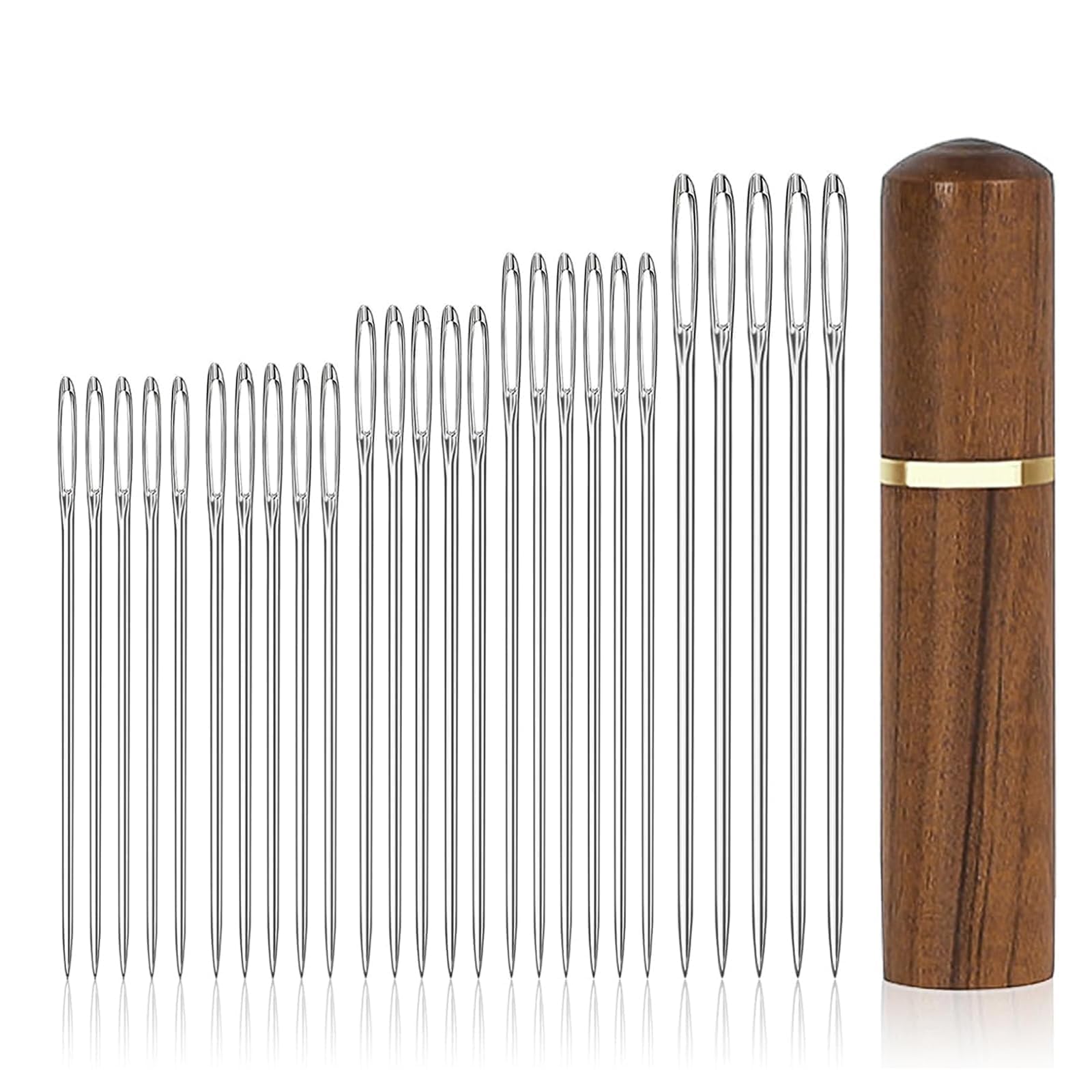 Large Eye Sewing Needles 25pcs Sharp Embroidery Darning Needles for Wool Stainless Steel Hand Sewing Yarn Tapestry Needle 5 Sizes