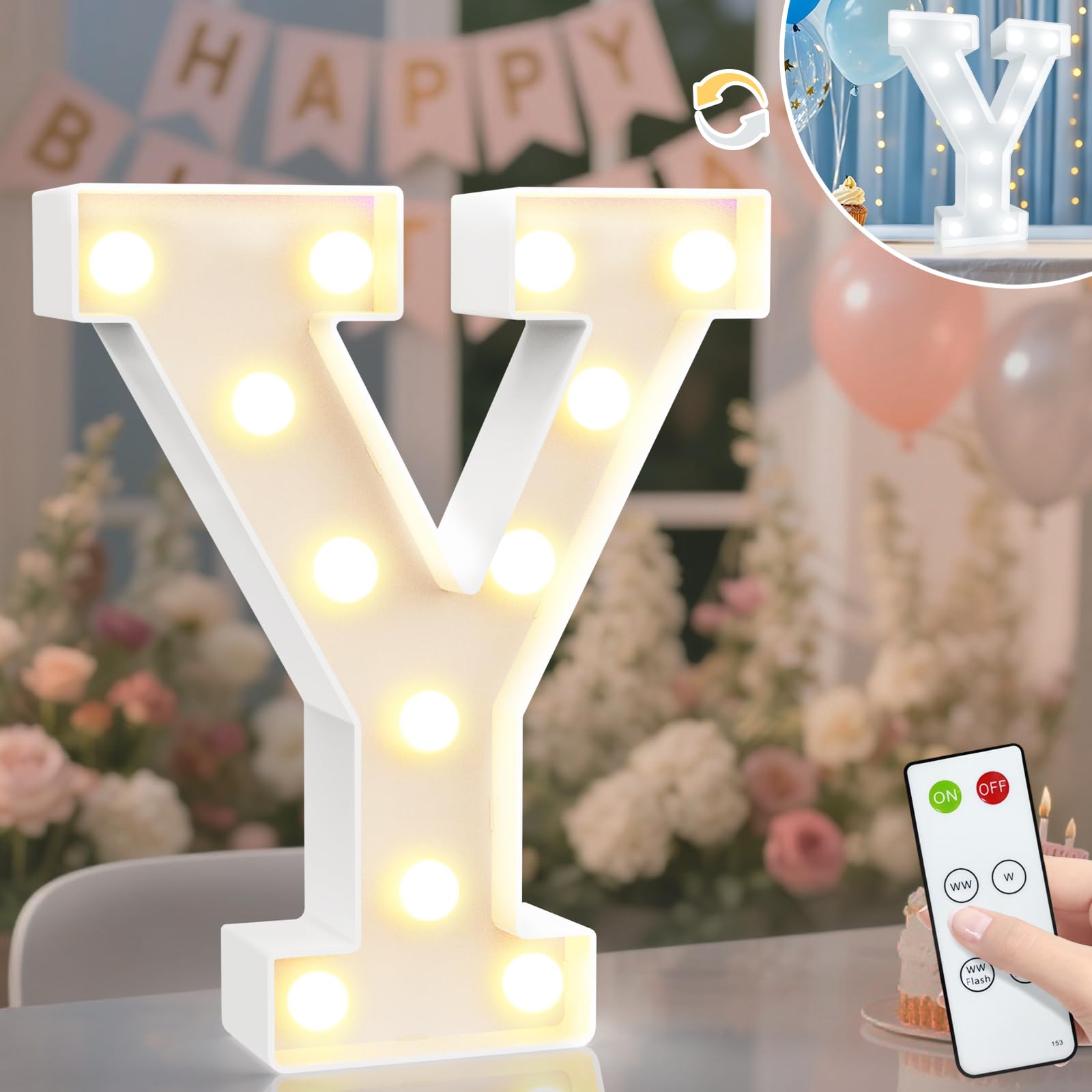 8.8" Decorative LED Light Up Numbers, Marquee Numbers Lights for 7th Birthday Decorations, Lighted Number Sign for Birthday Party Night Lights Wedding Anniversary Home Wall Decor, White Number 7 — view 90