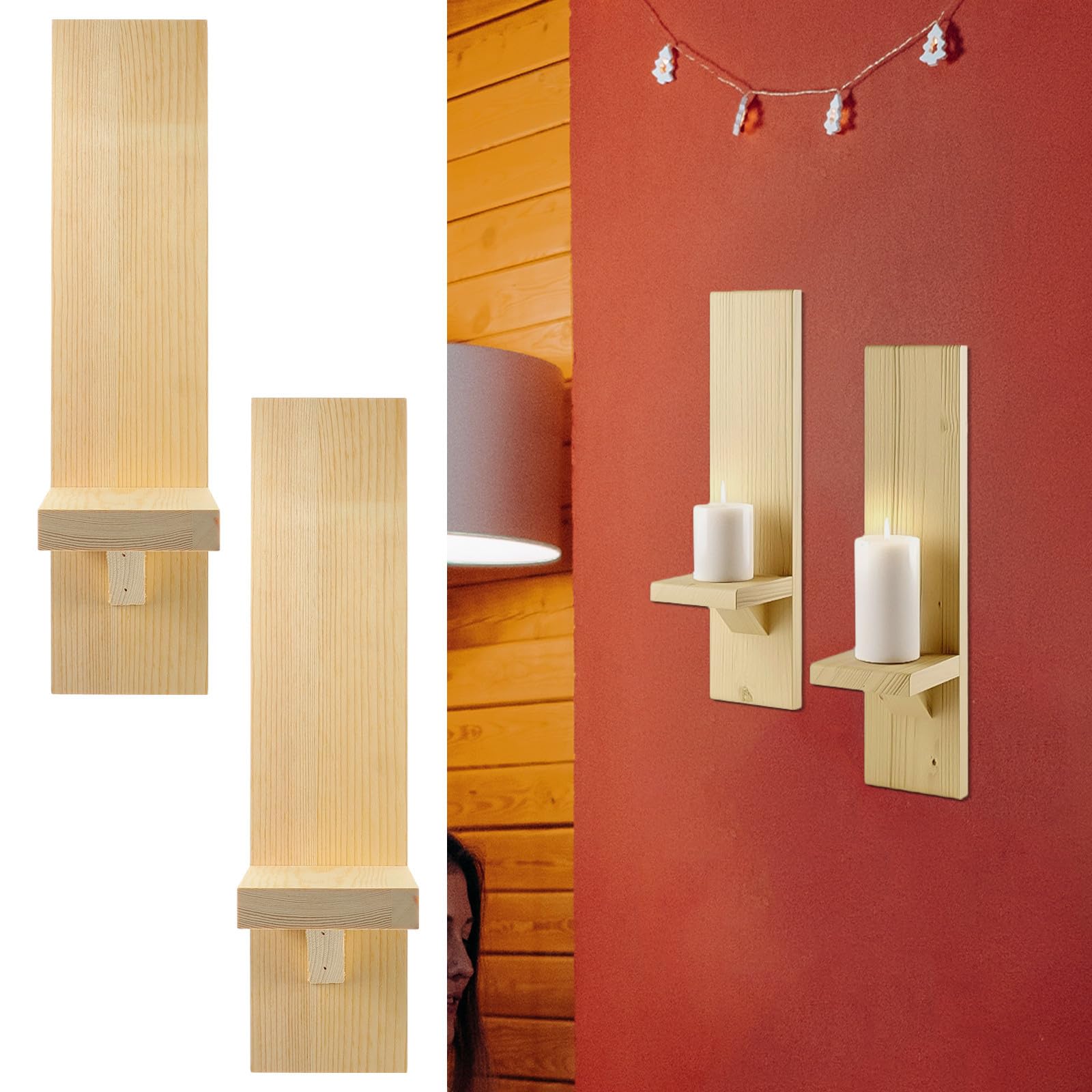 Apliques de Pared para Velas de Madera, Decoración Hogar