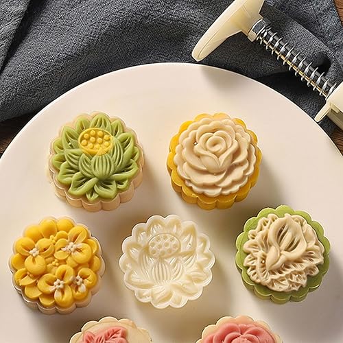 Miniatura 9 de Molde de prensa de pastel de luna con forma de flor, sellos de galletas chinos, mediados de otoño, herramienta de decoración para hacer pasteles de