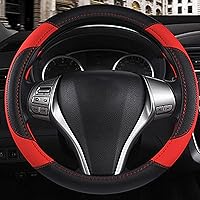 Vista 2 de Funda de cuero para volante de automóvil, protector antideslizante para volante de auto, cuero de microfibra transpirable, ajuste universal