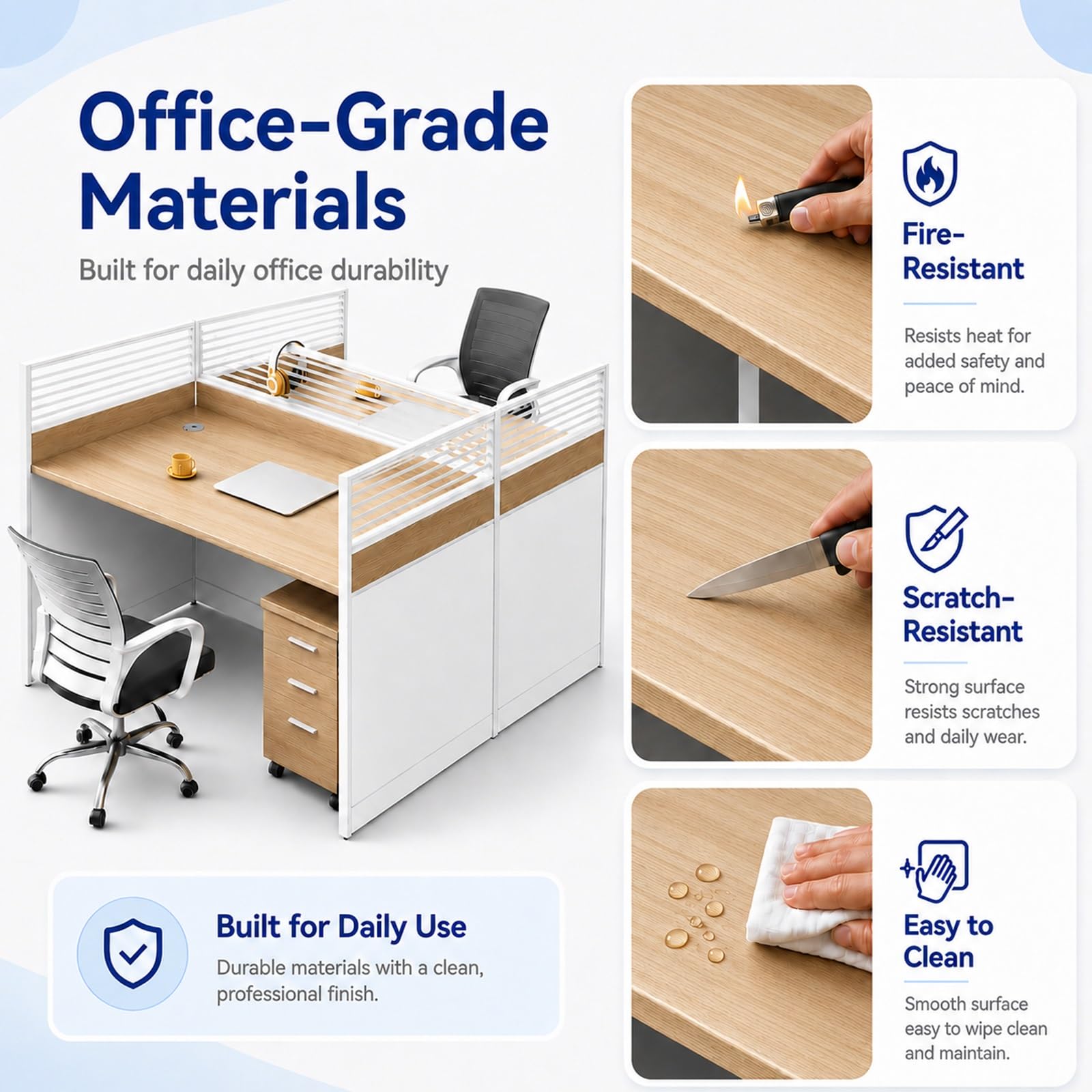Scrivania Modulare Da Ufficio Con Pannelli Divisori, Postazione Di Lavoro Con Passacavi E Cassettiera Mobile, Scrivania per Computer per Call Center E Coworking