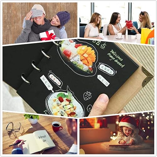 Miniatura 6 de Recambio de planificador A5, insertos de planificador A5, repuesto de carpeta de 6 anillas, papel negro para carpeta recargable Filofax, todo en