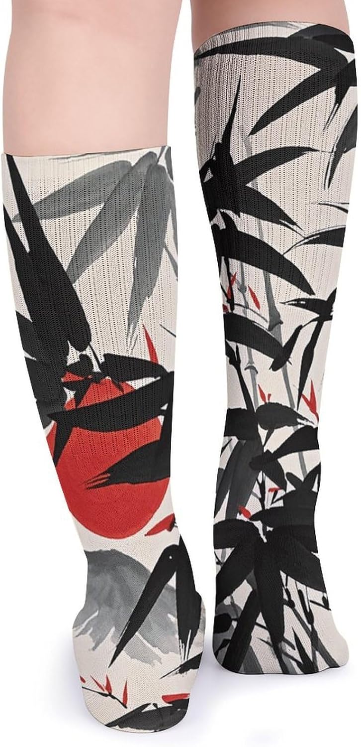 Breathable Boot Sock Red Sun And Mountains Socks for Women Men Cotton Sock Moisture-Wicking Warm Stockings Casual Long Socks for Hiking Work Sports 5 Pairs