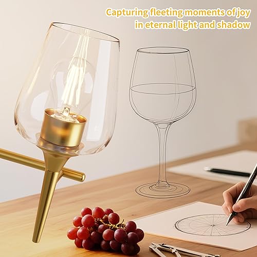 Miniatura 2 de Lámpara de tocador dorada de 3 luces moderna de lujo con pantallas de vidrio de vino para espejo de 24 pulgadas, aplique de pared para pasillo