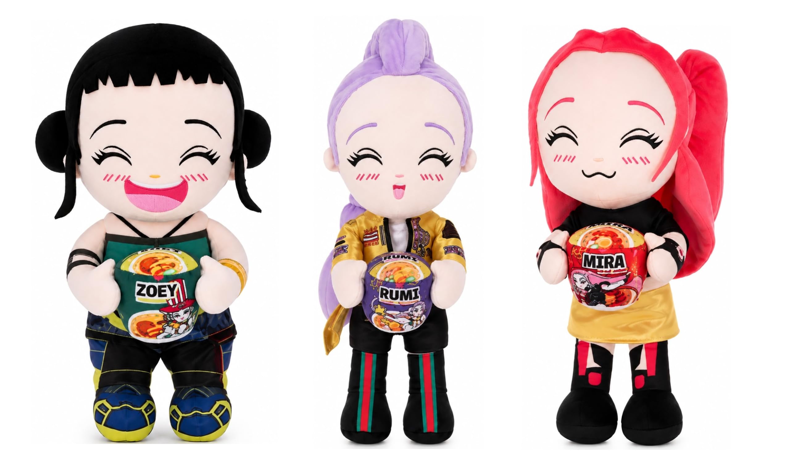 Set 3 Bambole morbide di pezza K pop Idols Stars Rumi Mira Zoey H 30 cm | Personaggi Anime Collezione Completa Fashion Dolls per bambine
