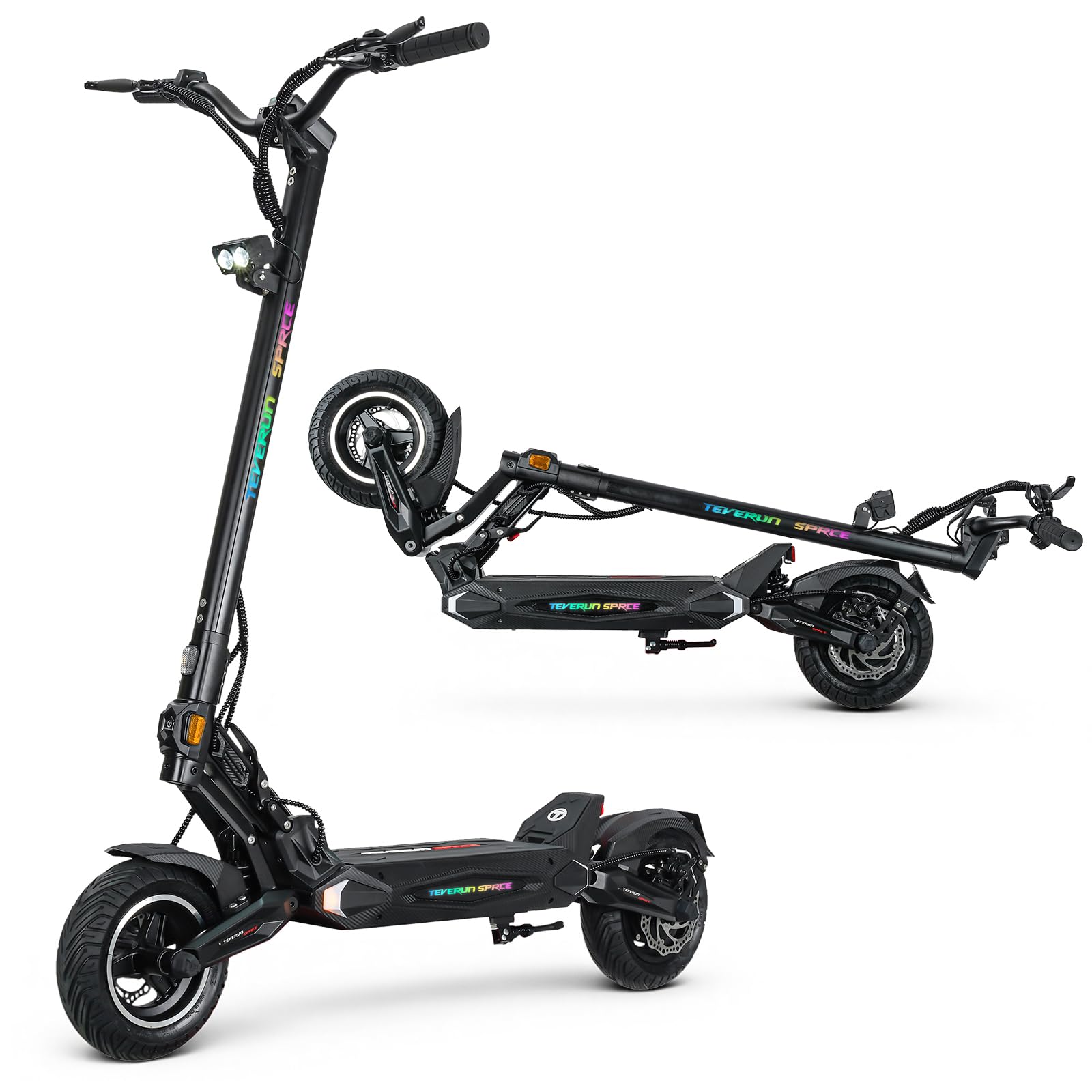 Teverun Space Lite Trottinette Électrique Adulte, 25km/h Max., Double Moteur de 500W, Double Suspension, Pneus Tubeless de 10", IPX6, Autonomie 60km, Trottinette Électrique avec Application