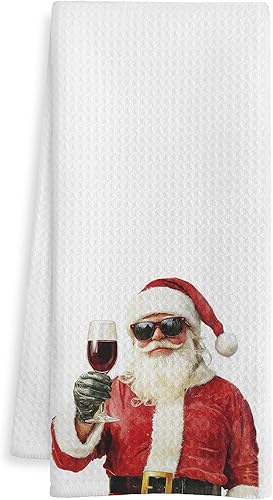 Miniatura 7 de Divertidas toallas de mano de baño de Papá Noel, decoración de baño de Navidad, toallas de mano decorativas de Papá Noel retro para baño de